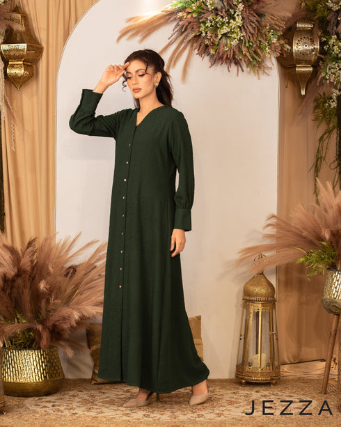 Textured Long Dress with V-Neckline 62951